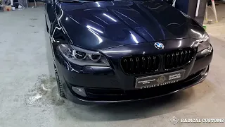 Устанвка Led линз в фары BMW 5 F10. Тюнинг фар, покраска, замена стекол