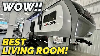 New toy hauler for 2024 with the best living room EVER! 2024 Alliance Valor 44V14