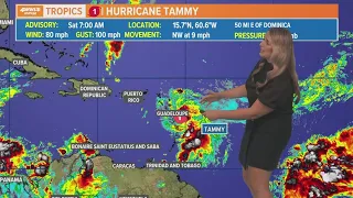 Saturday morning tropical update: Hurricane Tammy impacting parts of Caribbean this weekend