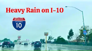 Drive in Heavy Rain on I-10 West in California