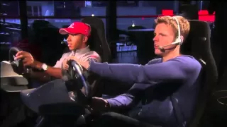 Lewis Hamilton plays F1 2010 with brother Nic Hamilton and Jake Humphrey (BBC F1)