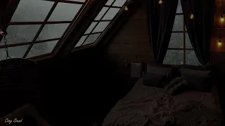 Cozy Cabin with Rain Sounds for Sleeping | Rain on Window with Thunder Sounds for Sleep Disorders