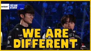 FAKER AND KERIA POST-GAME INTERVIEW T1 vs. JDG | WORLDS 22 | SEMIFINALS