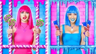 DESAFÍO DE ALIMENTOS ROSA VS AZUL | ¡Guerra de alimentos por 24 horas! Show loco por RATATA YUMMY