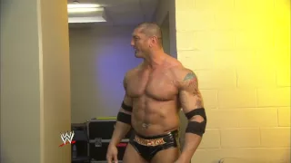A WWE fan sneaks backstage to see Batista   HD