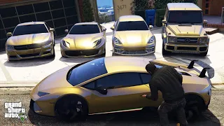 GTA 5 - Stealing Luxury Golden Cars with Franklin! | (GTA V Real Life Cars #34)