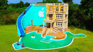 [Full Video] Building Most Creative 4-Story Mud Villa & Water Slide To Swimming Pool-Shaped Dolphin