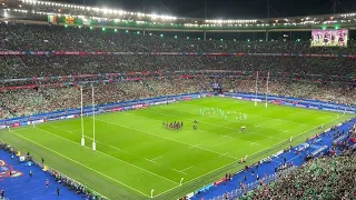 Irish fans at Rugby World Cup 2023 singing over Haka at quarter-final