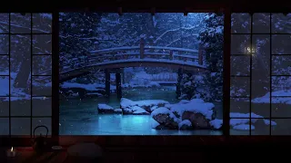 Snowy River Sounds From Inside Of a Cozy Japanese Zen Tea Room | For Sleep, Study, Relaxation