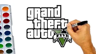 Drawing Grand Theft Auto 5 logo | How to draw GTA logo | GTA gameplay