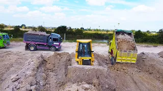 Full Combined Video of the Best Dozer Komatsu-D61ex Pushes Dirt to Delete a Big Pond