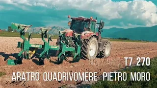 Aratura con New Holland T7 270 e aratro quadrivomere Pietro Moro