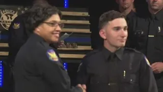 Video shows Phoenix police Chief Jeri Williams giving Tyler Moldovan his badge at his graduation