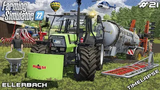 GRASS CARE - Spreading SLURRY and HARROWING w/@kedex | Ellerbach | Farming Simulator 22 | Episode 21