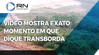 Vídeo mostra momento em que dique de mineradora transborda em Minas Gerais