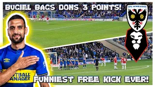 FUNNIEST FREE KICK EVER!! BUGIEL BAGS DONS 3 POINTS! AFC WIMBLEDON V SALFORD CITY.