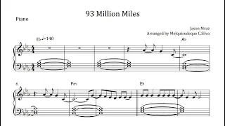 Jason Mraz - 93 Million Miles - Arranged for solo piano, with music sheet