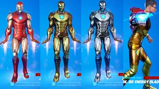 * New * Ironman Skin All Styles Unlocked Showcase With New Emotes #IRONMANFORTNITE #tonystark