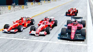 Ferrari F1 2022 vs Ferrari F1 2005-2006-2007 at Interlagos GP