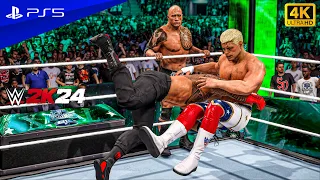 WWE 2K24 - The Rock & Roman Reigns vs. Cody Rhodes & Seth Rollins - WrestleMania XL | PS5™ [4K60]