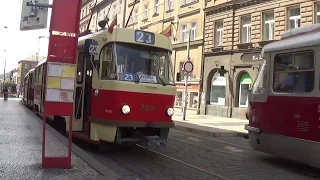 Odjezd tramvaje T3 ev.č. 7001 na lince 23 ze zastávky I.P. Pavlova