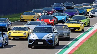LAMBO MADNESS!! The Biggest Lamborghini Parade 350 Supercars at Autodromo Imola Lamborghini Arena