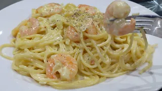 Pasta con camarones la más deliciosa y fácil . spaghetti con camarones