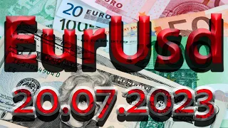 Курс евро доллар Eur Usd. Прогноз форекс 20.07.2023. Разметка, сигналы. Forex. Трейдинг с нуля.