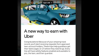 Uber: A new way to earn with Uber. TEENS. Simply say NO and switch off.