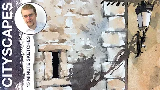 #111 Lantern on the Wall, or Cityscape Without Perspective (Watercolor Cityscape Tutorial)