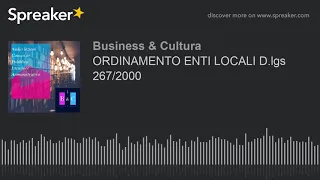 ORDINAMENTO ENTI LOCALI D.lgs 267/2000 (Audio)