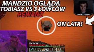 MANDZIO ogląda TOBIASZ vs 3 ŁOWCÓW - REWANŻ (minecraft speedrun)