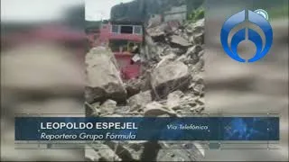 Se desgaja parte del Cerro del Chiquihuite en Tlalnepantla; rocas caen sobre las casas