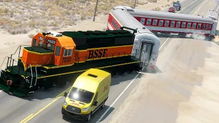 High-Speed Train Crash on Highway & Other Crashes | BeamNG.Drive