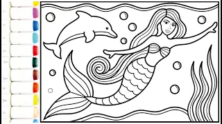 Mermaids and Dolphins drawing, painting, coloring for children and toddlers drawing mermaids #154