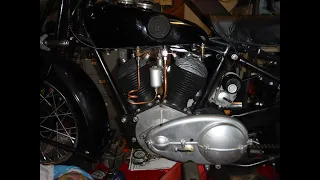 Royal Enfield 1000 cc Model K 1930 first attempt to start after full engine rebuild [fail].