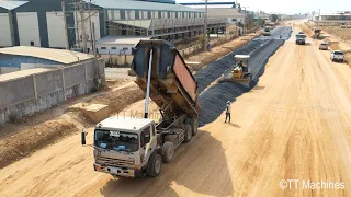 The Best Team Work Operator Skills Building New Road By Bulldozer & Motor Grader Spreading Gravel