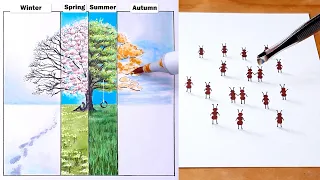 How to Draw - Tree Seasons & 3D Illusions - Easy Trick Art