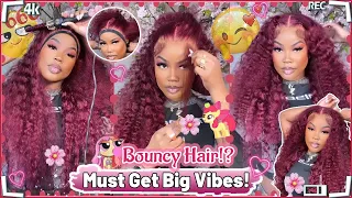 🍷99J Burgundy Deep Wave Lace Wig! Transparent Lace + Real Review Ft.#ULAHAIR
