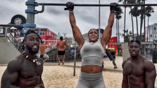 Challenging a Female Bodybuilder to do 50 Pull Ups and 100 Push ups ​⁠@BrolyGainz007