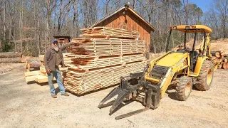 Sawing GIANT White Pine Logs for a Customer to build a Timber Frame Porch!