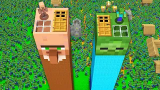 Minecraft TITAN Villager and TITAN Zombie Protect the Village from The Zombie Apocalypse #minecraft