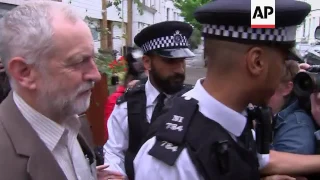 UK opposition leader leaves home