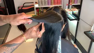 Step 1. Balayage technique application with Backcomb technique,Highlights technique,French balayage