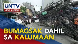 2 poste ng kuryente, bumagsak sa Industrial Valley Complex sa Marikina City