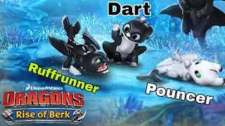 All 3 Night Lights (Ruffrunner,Dart,Pouncer) Max Level 150 Titan Mode - Dragons:Rise of Berk