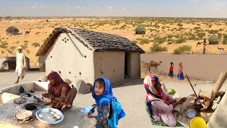 Morning Routine of Desert Women | Cooking Traditional Breakfast | Pakistan Village Life