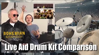 Queen Live Aid Bohemian Rhapsody Movie Drum Kit Comparison Roger Taylor Ben Hardy Brian May