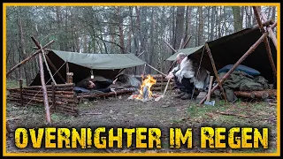 Übernachtung im Dauerregen - Uriges Biwak im Wald - Bushcraft Survival Outdoor