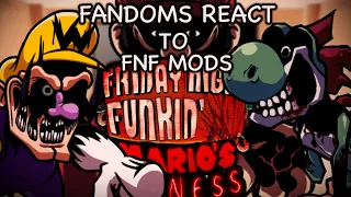 Fandoms React to FnF Mods || Mario’s MADNESS, Mario 85’, Mario.exe and MORE || GCRV || PART 9